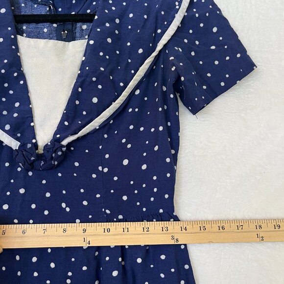 Lanz Originals Navy White Polka Dot Short A-Line Dress Size S Sailor Retro - Picture 8 of 9